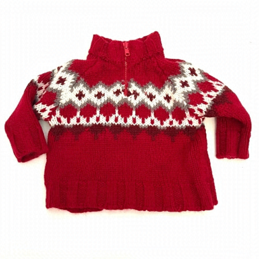 𝅺TOMMY Hilfiger Red Fair Isle Knit Sweater US 3-6M